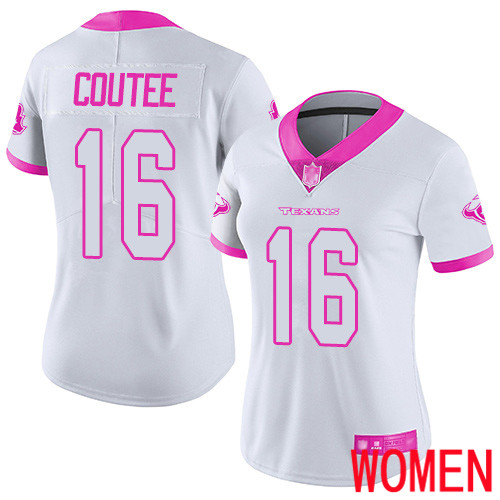 Houston Texans Limited White Pink Women Keke Coutee Jersey NFL Football #16 Rush Fashion